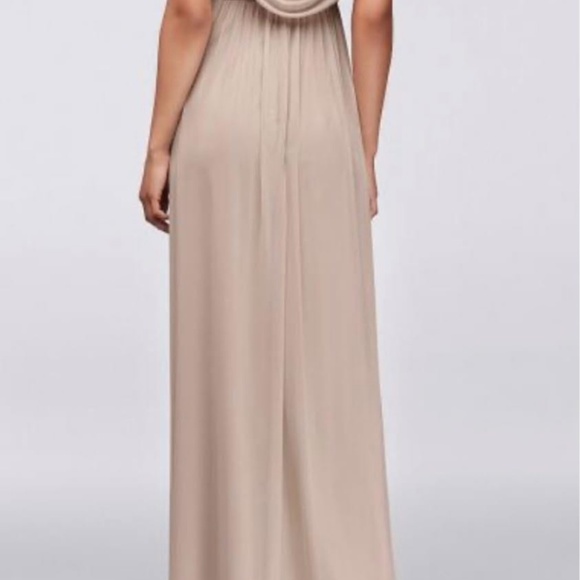 DAVID'S BRIDAL Long Mesh Dress with Cowl Back Detail STYLE# F15933 - Picture 2 of 4